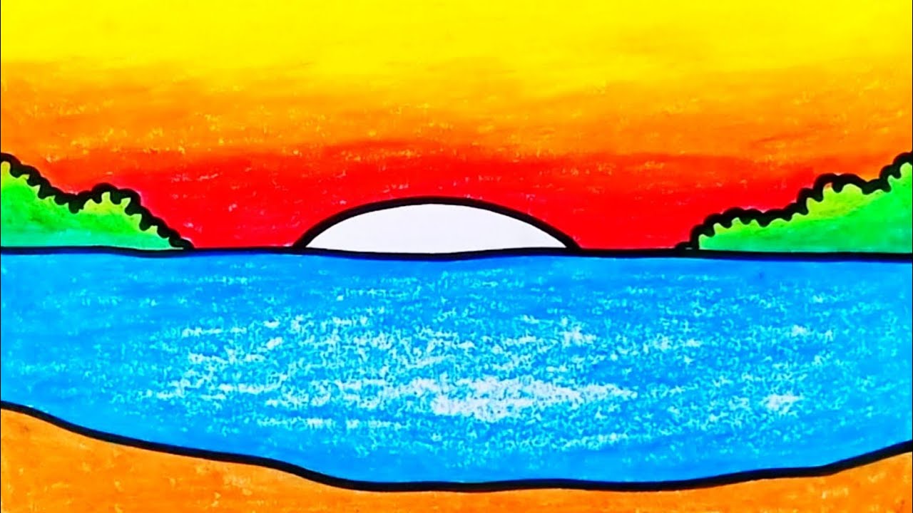 Cara Menggambar Matahari Terbenam Yang Gampang |How To Draw Sunset ...