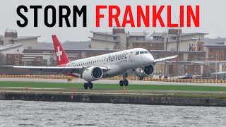 STORM FRANKLIN  CROSSWIND LANDINGS and GOAROUNDS at London City Airport