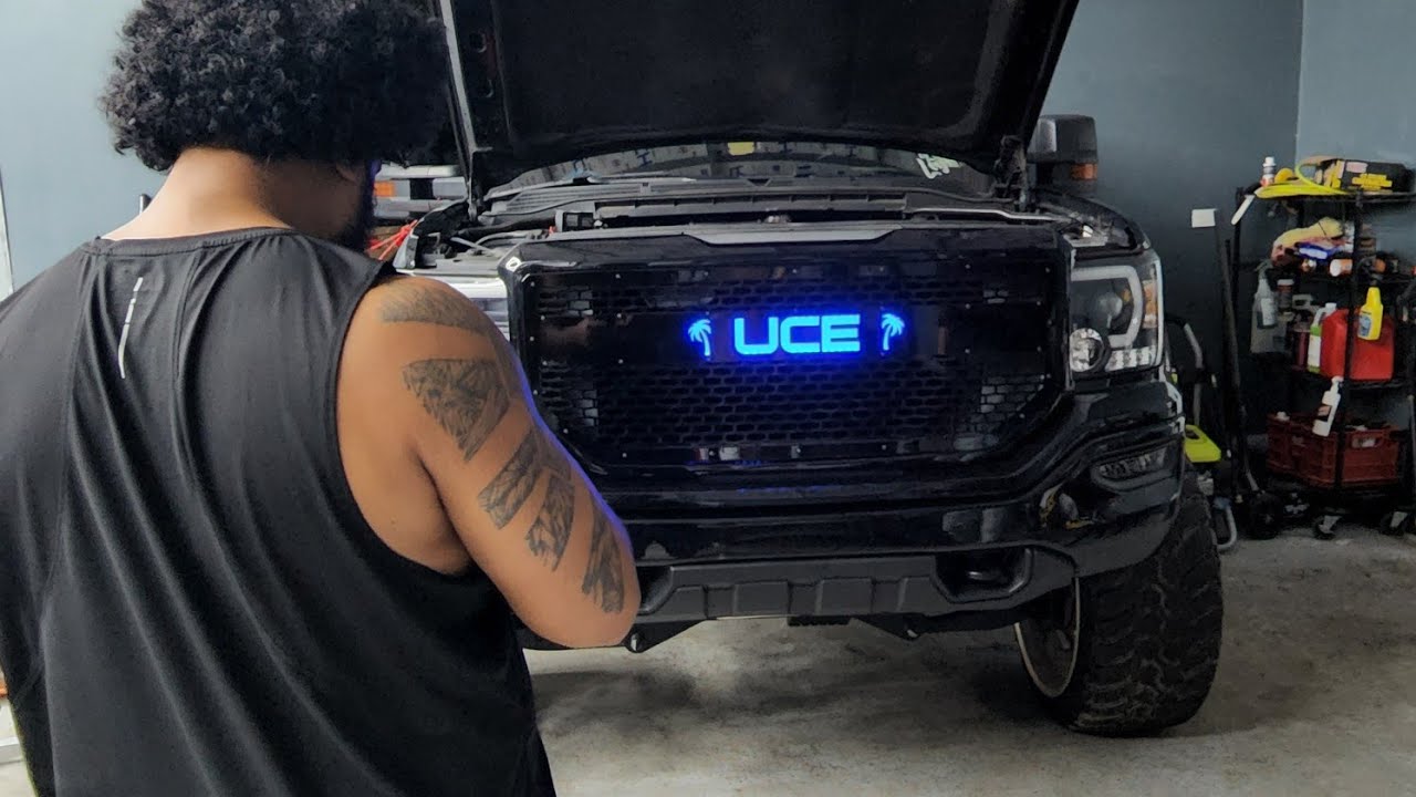 Cutting Edge Offroad install Grille2016 GMC Sierra 5.3L JTX 26x148IN