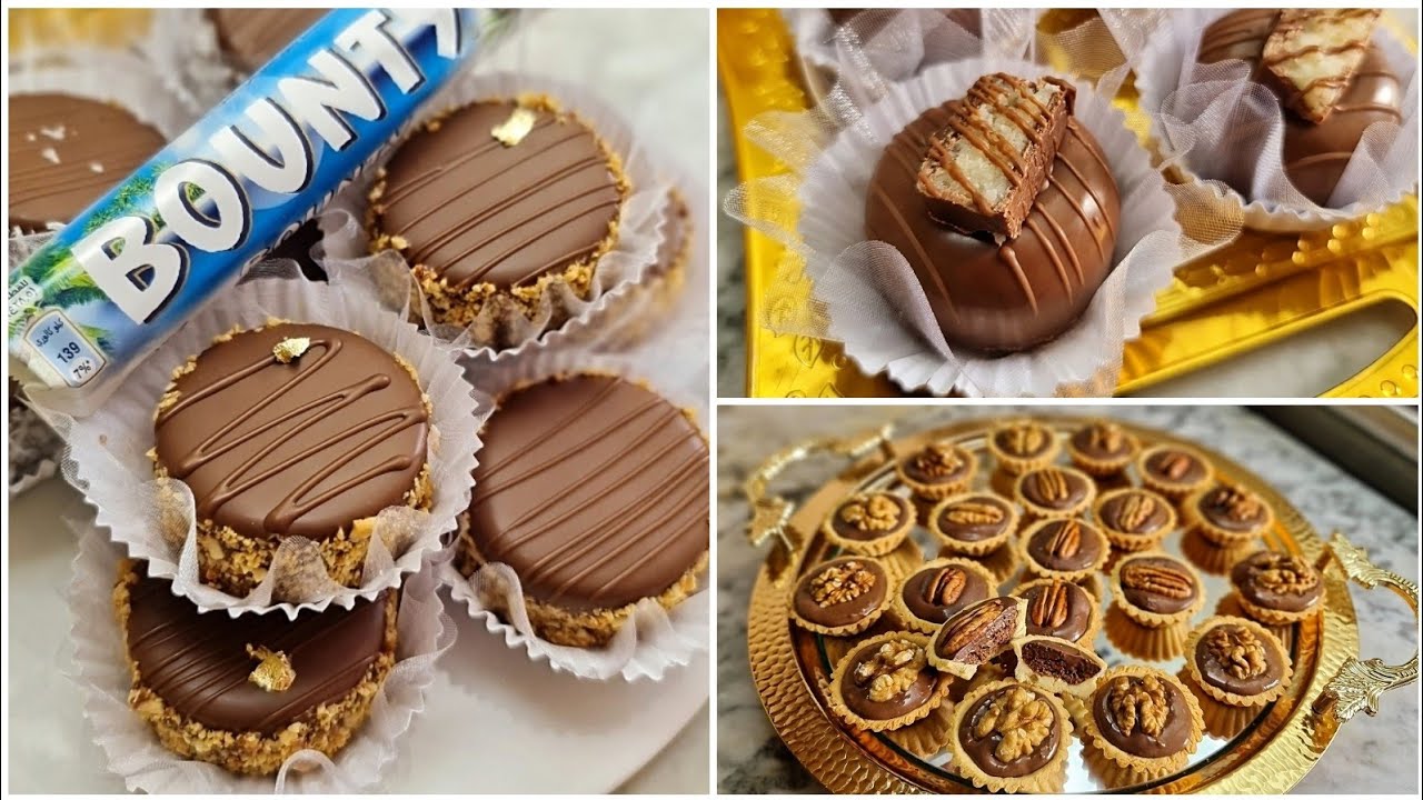 عشاق الشوكولا لازم تشوفو هاد الفيديو😍 تشكيلة من الحلويات الراقيةبذوق الشوكولا و جوز الهند
