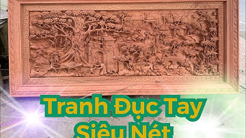 Tranh đồng quê gỗ hương đá đục tay toàn bộ