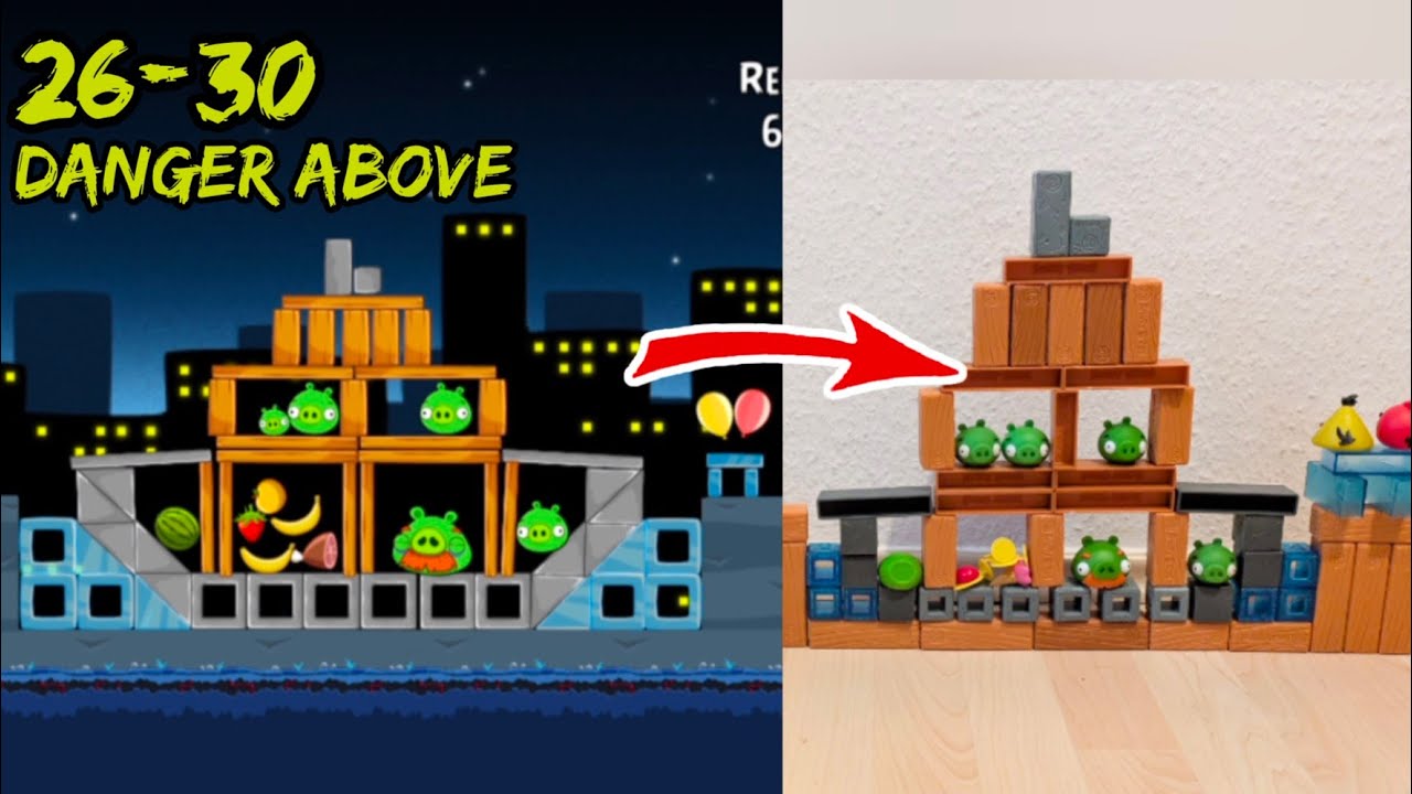 Recreating Angry Birds Classic Level with Mattel. Danger Above 26-30. Part 21.