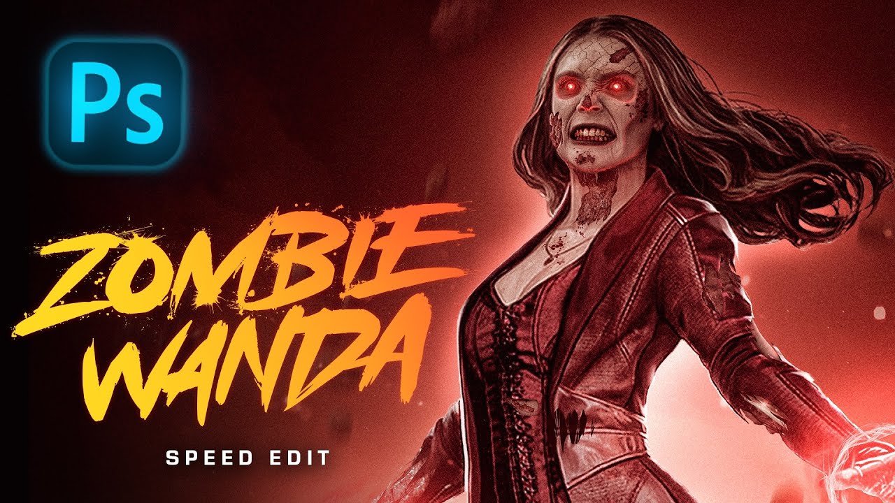 Turning the Scarlet Witch into a ZOMBIE using Photoshop! (Speed Edit)