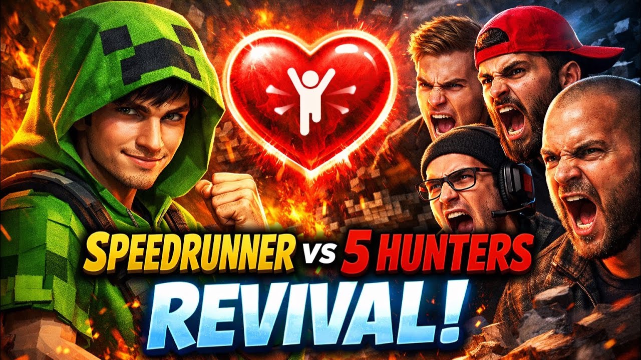 Minecraft Speedrunner vs 5 Hunters 😱 | REVIVAL TWIST | Most Intense! 