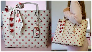 Kate Spade Heart Tote ♥️ what's in my bag 💌 Valentines Day 2024