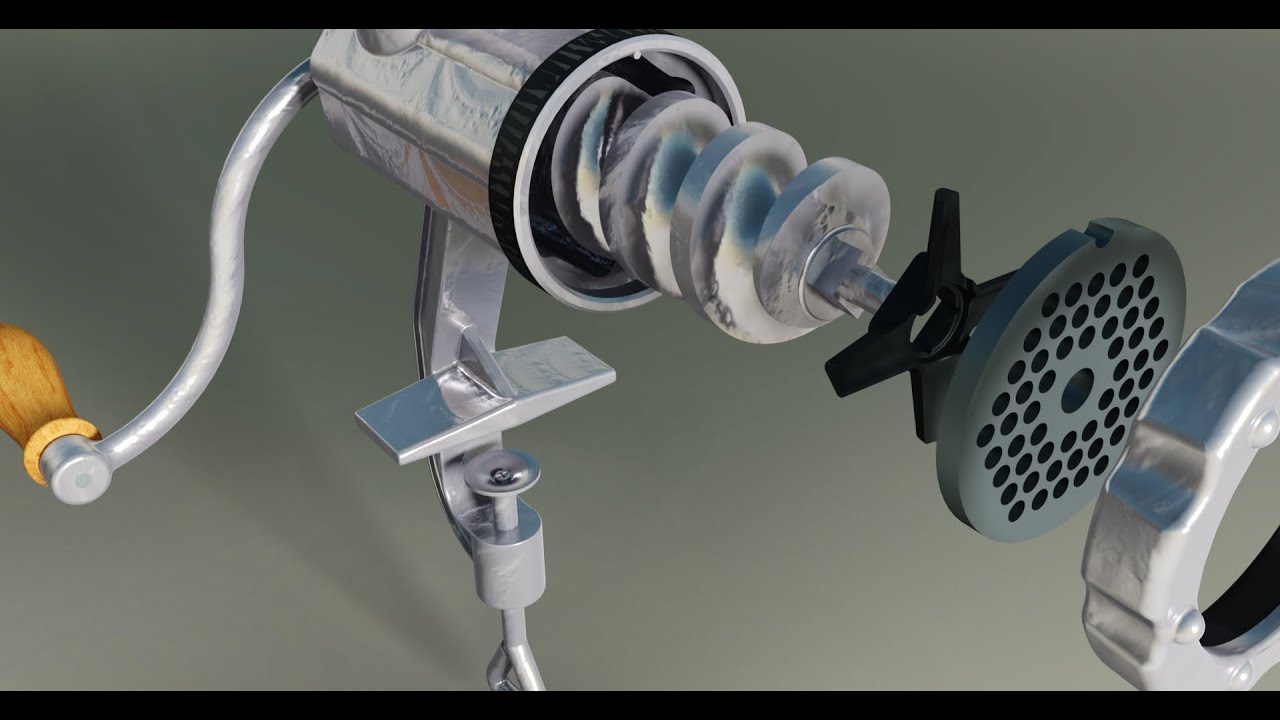 Meat grinder assembly animation (Autodesk Inventor + Showcase) - YouTube