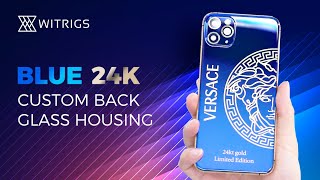 Custom Back Glass Housing for iPhone Blue & 24K Gold