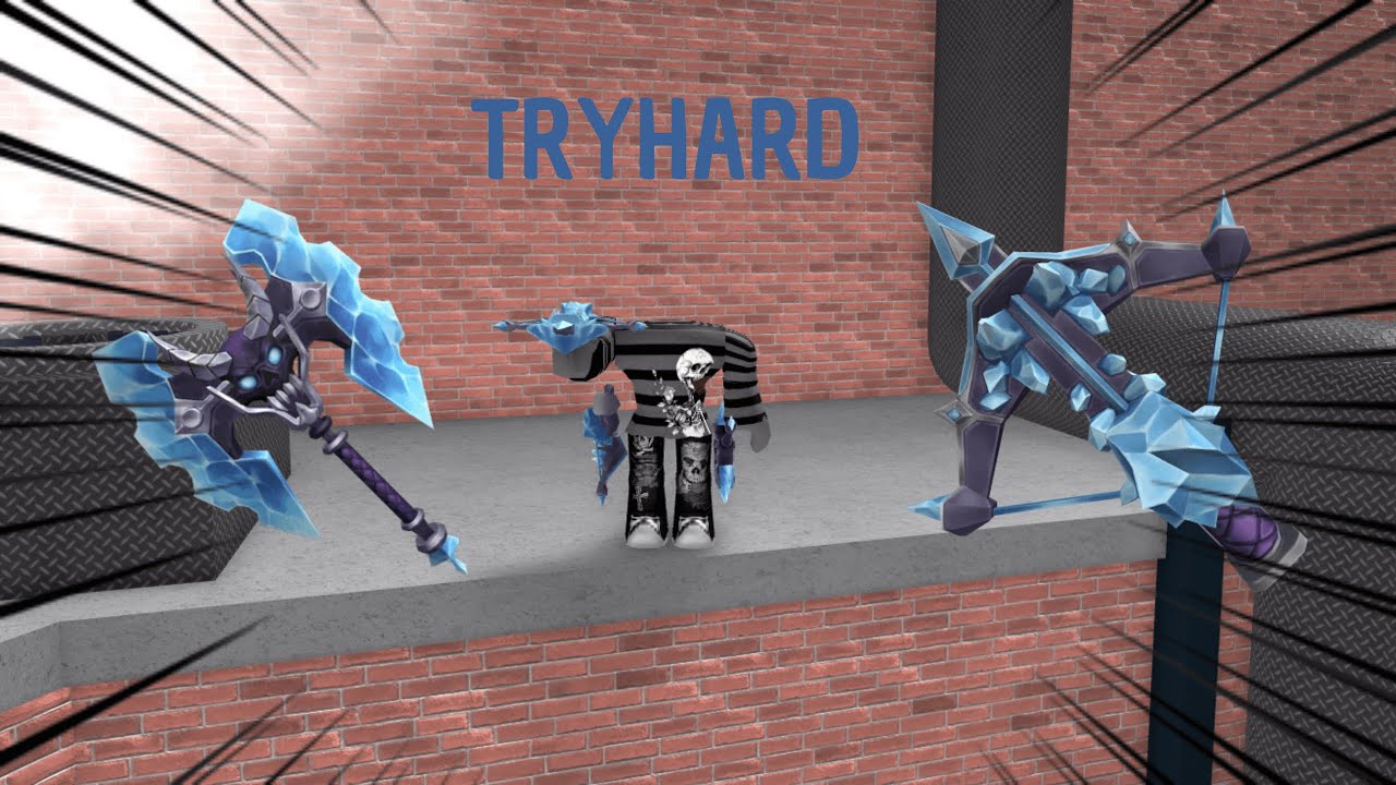 PLAYING MM2 AS A TRYHARD -  ICE PIERCER SET