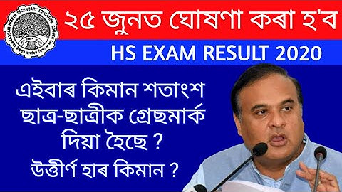 ASSAM HS EXAM RESULT 2020 GRACE MARK,PASS PERCENTAGE ,WEBSITES | ANURAG SUPPORT