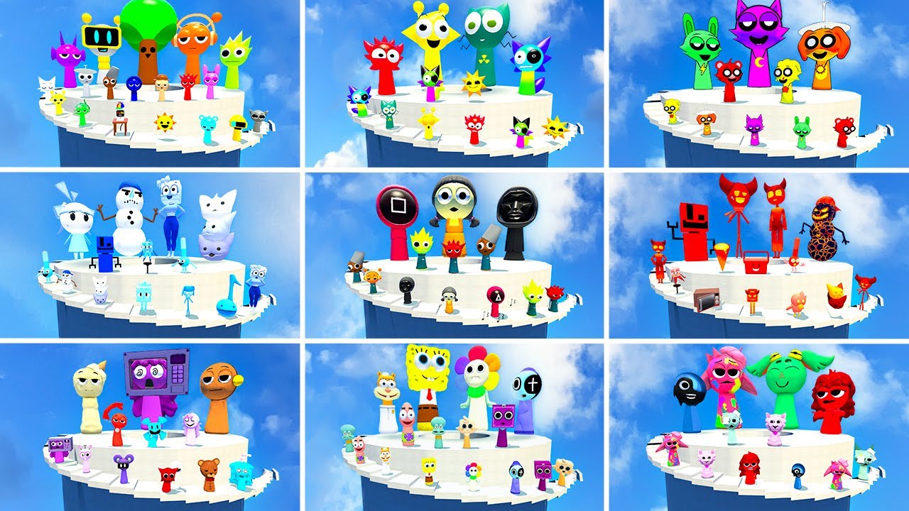 ALL TEAM SPRUNKI INCREDIBOX SONG EVOLUTION SPARTAN KICKING SKY TOWER in Garry's Mod