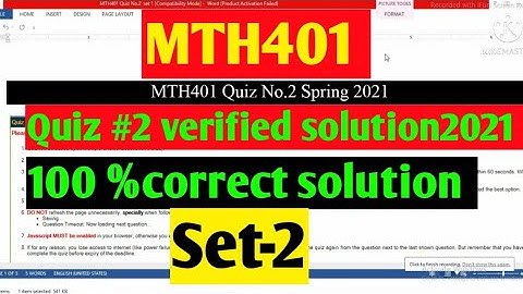 MTH401 :Quiz#2 verified solution 2021 ||set-2||100 %correct solution ||maths by Zahfran