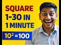 Square Numbers 1–30 Easy Trick | Class 9 & 10 Maths Basics