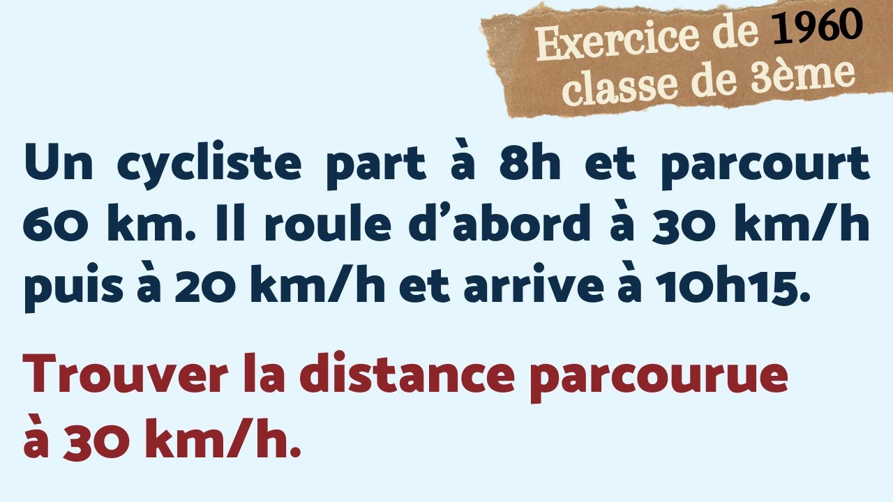 EXERCICE DE VITESSE DE 1960 - en 3ème