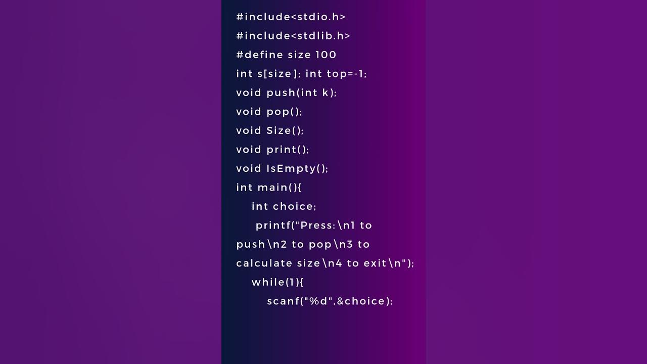Code to implement stack using array in data structures. #datastructure ...