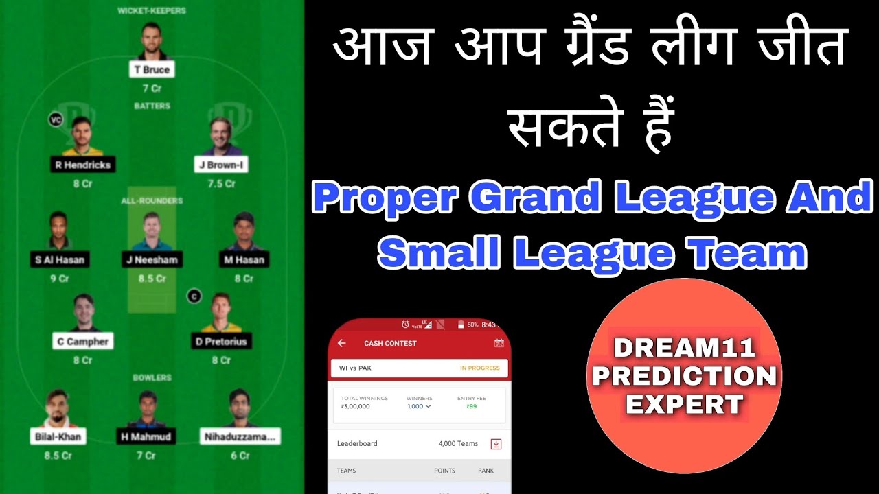 RAN vs CCH Grand League Predictions | DREAM 11 TEAM RAN VS CCH