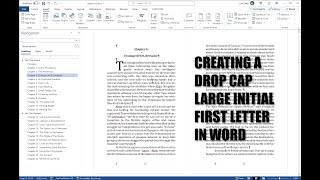 Creating a Drop Cap Initial Large First Letter in a Chapter in Microsoft Word