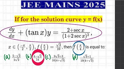 if for the solution curve y=f(x) of the differential equation | JEE 2025 Diff Eq PYQs |