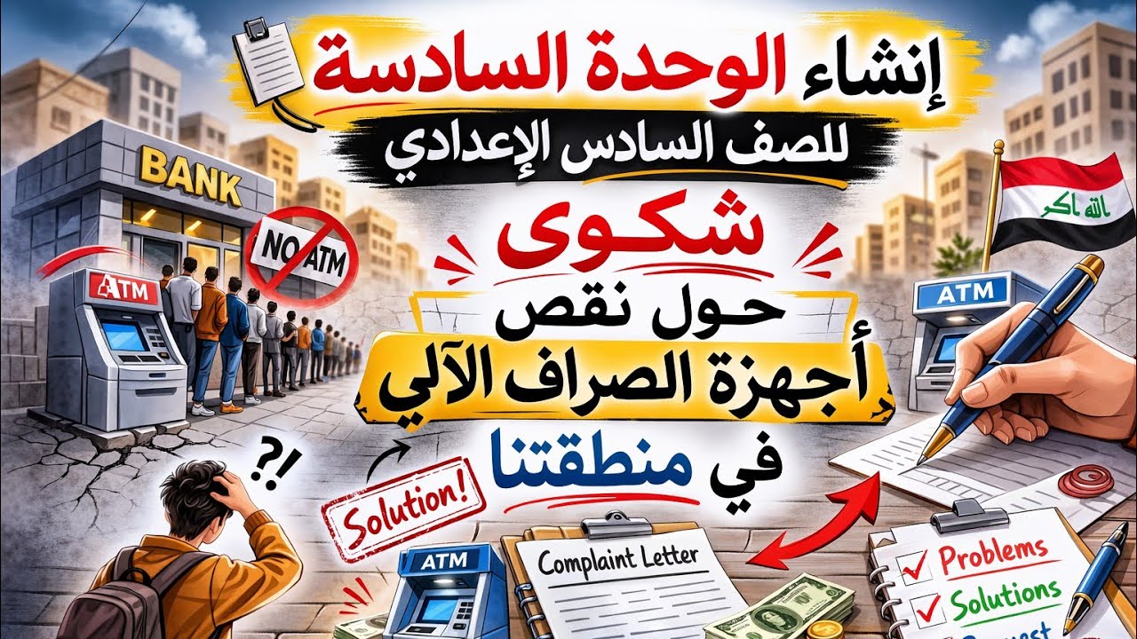 إنشاء الوحدة السادسة 🔥 شكوى حول نقص أجهزة الصراف الآلي | سادس إعدادي 2026