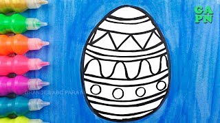 Cómo dibujar y colorear Enorme huevo de Pascua | Aprende los colores con pinturas de acuarela