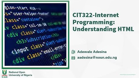 CIT322: Understanding HTML
