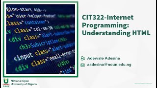 CIT322: Understanding HTML