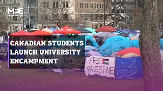 Pro-Palestine students in Canada set up camp on McGill University campus in Montreal