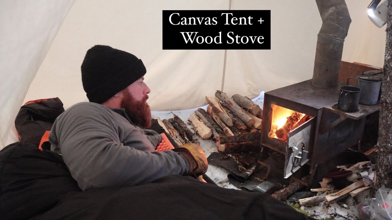 3 Days Winter Camping in a Cozy Canvas Tent with a Wood Stove!!