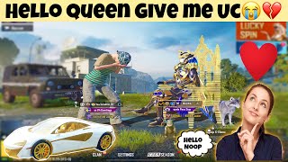 😭RANDOM RICH 🤑 GIRL PLAYER PROMISED 10,000uc IF I WIN THIS CHALLENGE 🥲noop solo vs squad 🔥
