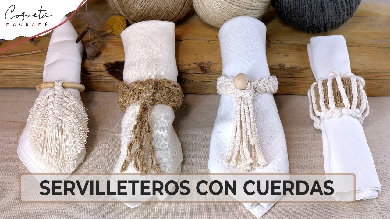 5 SERVILLETEROS con Yute y Cuerda, Tutorial para Principiantes