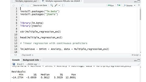 Basic introduction to multiple regression using RStudio (Jan 2024)