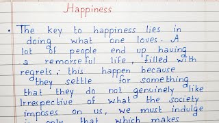 Write a short essay on Happiness | Essay Writing | English