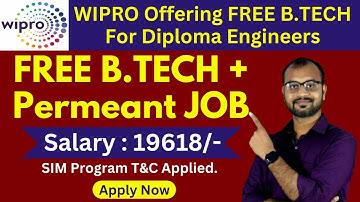 WIPRO Offering FREE B.TECH For Diploma Engineers - Wipro SIM Program (Full Details)-Apply Online