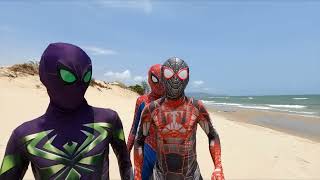 Spider-Man Party On The Beach || PRO 5 SUPERHERO BATTLE CAMP