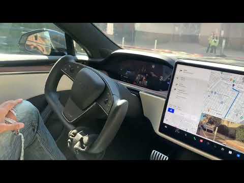 My Tesla Plaid Model S driving itself with Full Self Driving beta!