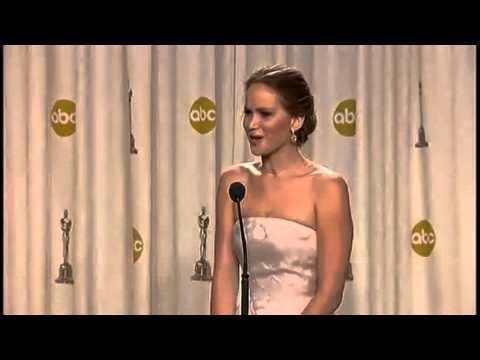 Jennifer Lawrence Falls And Wins At Oscars (HD)