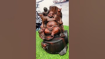 Tượng Di Lặc Nhất Phúc Ngồi Trống Nghênh Hỷ Gỗ Trắc Đỏ Đen Liền Khối/Tượng Để Bàn Đẹp