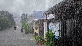 Super heavy rain in village | walking in the heavy rain | falling asleep to the sound of heavy rain