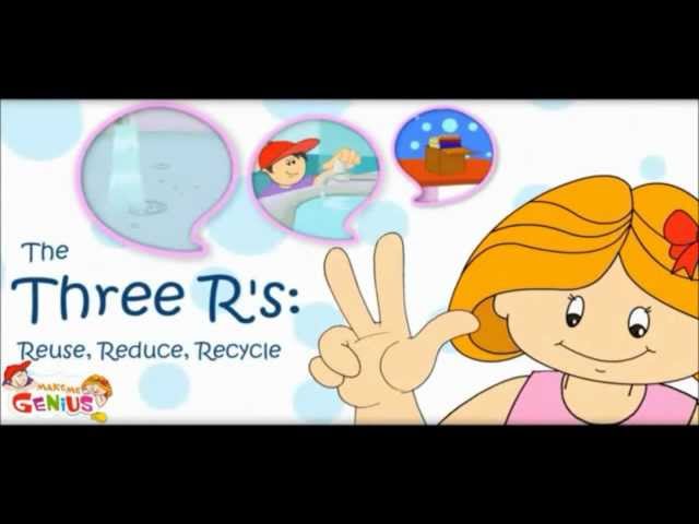 3 R' s - Reduce ,Reuse , Re-cycle - Pollution -Video Lesson -  by www.makemegenius.com class=