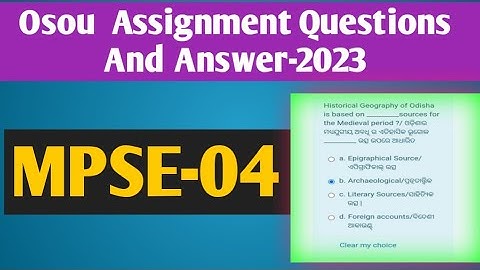 MPSE-04 All Assignment Questions And Answer #osou #knowledge_for_all #osou_assingment_answer