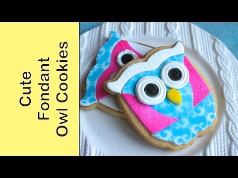 How to make owl cookies decorated in fondant - easy fondant cookies