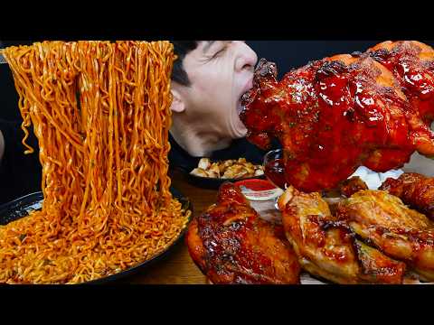 ASMR <strong>간짬뽕</strong> &amp; BBQ자메이카 &amp; 굽네장각구이 &amp; 볼케이노장각구이 &amp; 추추스테이크 먹방 SPICY NOODLES &amp; BBQ CHICKEN REAL SOUND MUKBANG