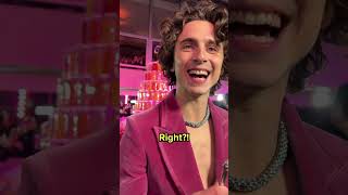 Timothée Chalamet losing it over a tiny mic  #shorts