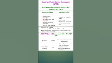 JPSC Assistant Public Prosecutor Recruitment 2025 #jobalert #jobsearch #jpsc #shortsfeed #shorts
