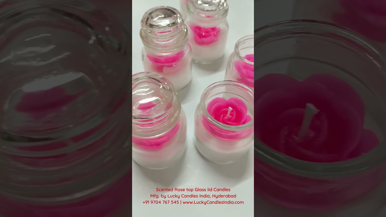 Scented Rose top glass lid candles Manufactured by Lucky Candles India