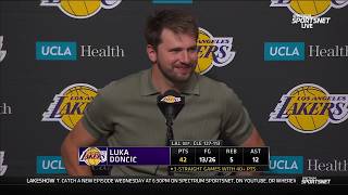 Luka Doncic Postgame Interviews Los Angeles Lakers Beat Cleveland Cavaliers 127-113
