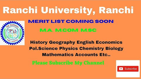 M.A/M.sc/M.Com First Selection List Coming Soon,Ranchi University Ranchi