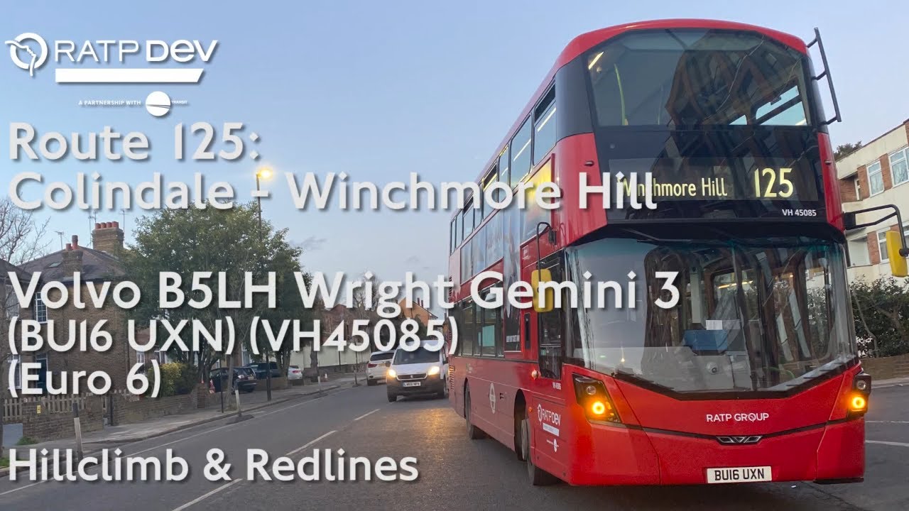 Hillclimb & Redlines | RATP Group Route 125 | BU16 UXN (VH45085) | Volvo B5LH Wright Gemini 3