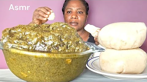 Nigeria food ASMR mukbang/ black soup and fufu mukbang ( eating Sound ASMR)
