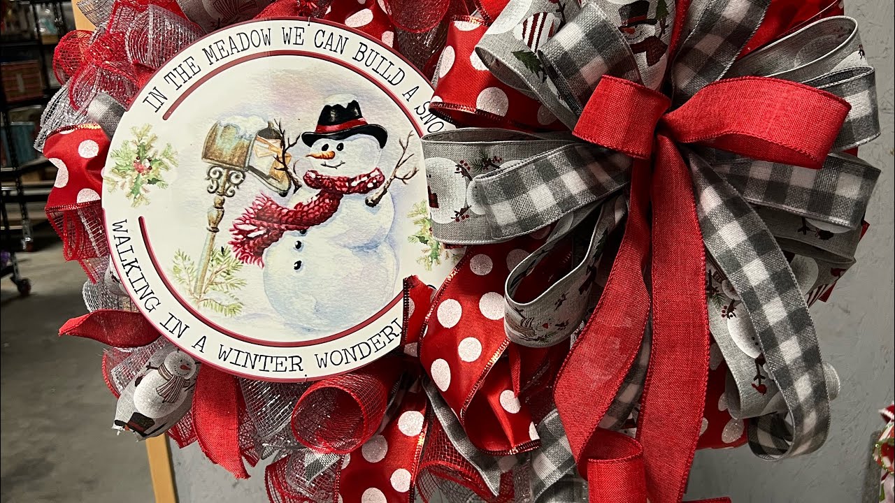 how-to-make-a-snowman-deco-mesh-wreath-hard-working-mom-how-to-youtube