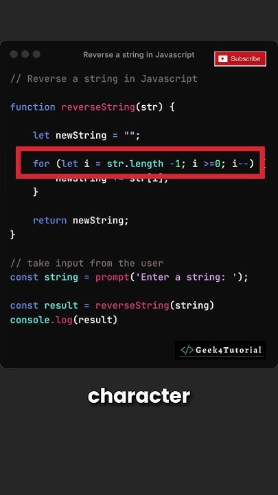 How to Reverse a String using for loop in JavaScript | Quick Tip # ...